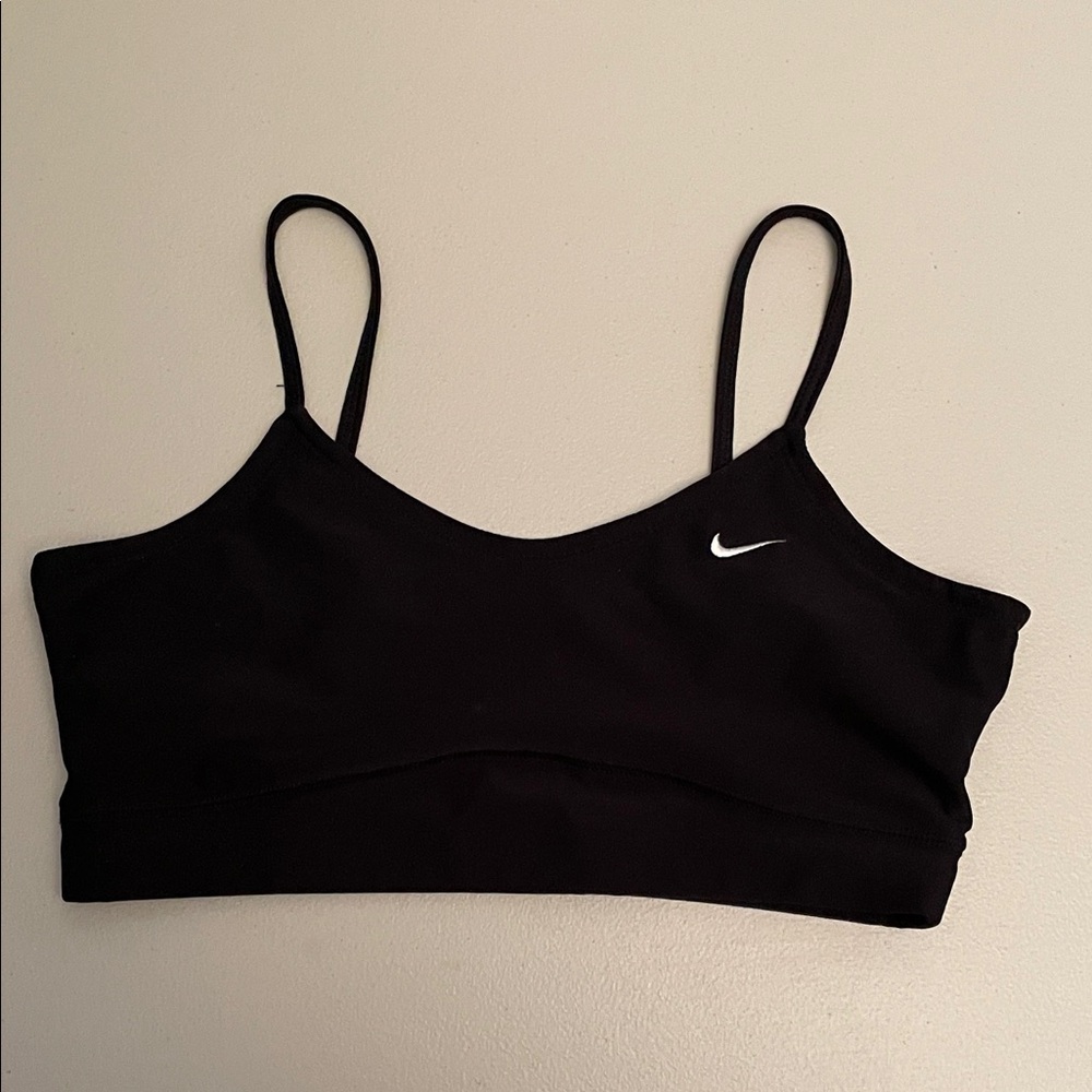 Nike Women's Black Sports Bra with White Logo